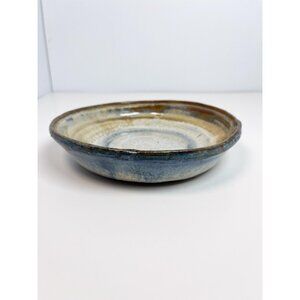 Hand thrown ceramic bowl / decorative dish - blue, grey and brown